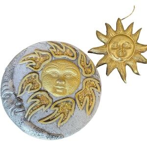 GARDEN STONE Sun and Moon, plus Hanging Sun Ornament
